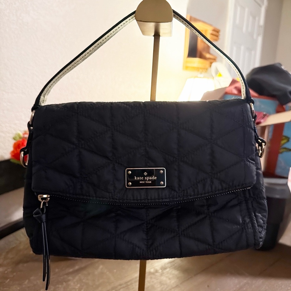 Kate Spade Quilted Nylon Shoulder Bag Crossbody Black